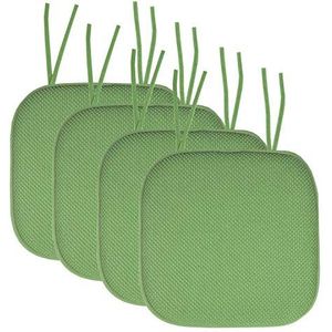 Sweet Home Collection Non Skid Rubber Back Rounded Square 16"" x 16"" Seat Cover, Polyurethaan Memory Foam, Groen, 4 Count (Pack van 1)