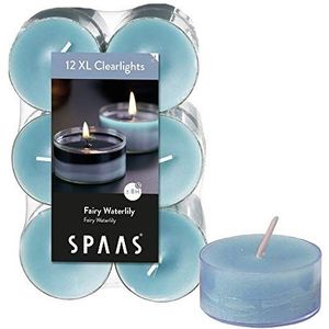 SPAAS 12 Maxi Clearlights Geur, theelichten in transparante cup, ± 8 uur - Fairy Waterlily