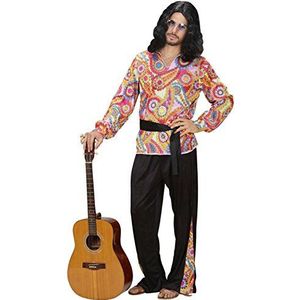 Widmann - kostuum hippie dude, shirt, broek en riem, Flower Power, verkleding, carnaval, themafeest