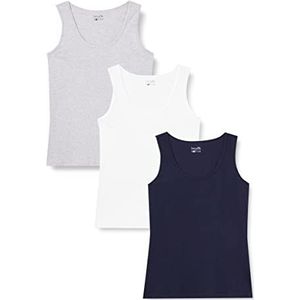 Berydale Dames Tanktop, mouwloos, Donkerblauw/grijs/wit, set van 3, M
