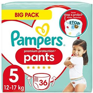 Pampers Pampers' Premium Protection Pants maat 5, 36 stuks, 12 kg - 17 kg, beste broekluier met stop- en beschermzakje