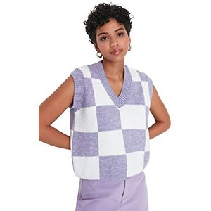 TRENDYOL Dames Square Patterned Knitwear Sweater, paars, L, lila, L