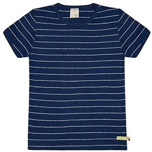 loud + proud Uniseks kinderstrepen met linnen, GOTS-gecertificeerd T-shirt, Ultramarijn, 86-92
