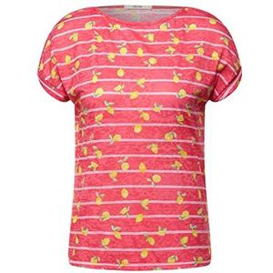 Cecil Dames B317773 gestreept shirt bedrukt, Sunset Coral, XL