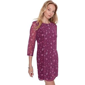 Trendyol Mini Shift Regular Fit geweven jurk voor dames, Bordeaux, 36