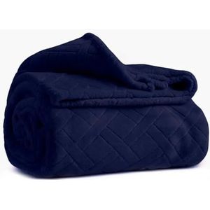 Karaca Elanor Flanel reliëf Wellsoft dubbele deken, marineblauw - 200 x 220 cm hoge kwaliteit dubbele flanellen deken met reliëfpatroon, 100% polyester 420 g/m²
