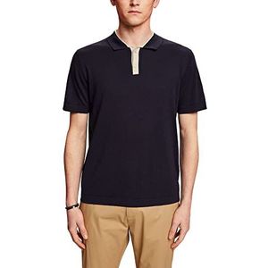 Esprit Collection Mesh-poloshirt van katoenmix, Donkerblauw, S