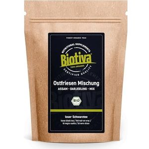 Biotiva Ostfriesenmischung Black Tea Organic 100g - Darjeeling Assam Blend - Premium losse zwarte thee - Sterke en intense smaak - gebotteld en gecontroleerd in Duitsland