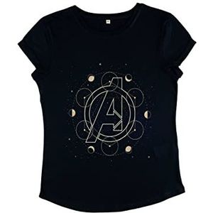Marvel Dames Classic-Astrological Avengers T-shirt met opgerolde mouwen, marineblauw, XL, donkerblauw, XL