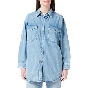 Lee Dames Western Overshirt Shirt, Frosted Blue, X-Small, Frosted Blue., XS