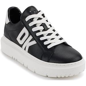 DKNY Dames Marian Lace Up Leather Sneakers, zwart wit, 39 EU