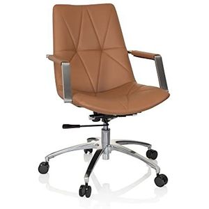 hjh OFFICE 670980 Draaistoel SARANTO II PU Bruin stoel in retro-look met wieltjes, in hoogte verstelbaar, kunstlederen bekleding