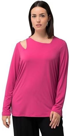 Ulla Popken - Shirt - Pink - Lange Mouw - Normale Pasvorm