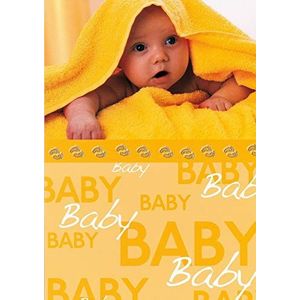 bsb Wenskaart wenskaart voor geboorte met baby in gele handdoek A4-formaat