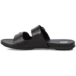 Fitflop Gracie Buckleup Slide-leren sandalen voor dames, Zwart, 42 EU
