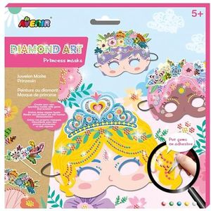 Avenir 6301768 DIY juwelen maskers, motief prinses, knutselset voor kinderen, creatieve set, vanaf 5 jaar, diamond art, prinsessenmaskers, kleurrijk