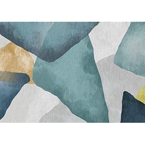 Intempora - Tapijt voor woonkamer, slaapkamer van velours, abstract, blauw, groen, 120 x 80 cm