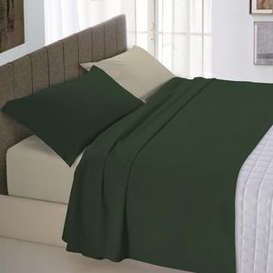 Italian Bed Linen Beddengoedset natuurlijke kleuren, olijfgroen/taupe, voor tweepersoonsbed
