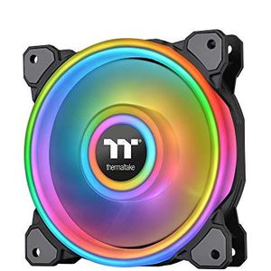 Thermaltake Riing Quad 120 mm 16,8 miljoen RGB-kleuren (Alexa, Razer Chroma) Software ingeschakeld 4 lichtringen 54 adresseerbare LED 9 bladen hydraulische lagerbehuizing/radiatorventilator, enkel