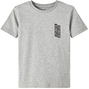 NAME IT Boy's NKMBOBIAS SS Loose TOP shirt met korte mouwen, grijs melange, 116, gemengd grijs, 116 cm