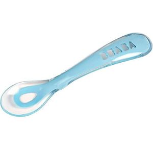 BÉABA - Siliconen lepel voor baby en kinderen - fase 2 - zacht - afgeronde punt - ergonomisch handvat - blauw