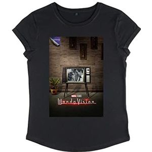 Marvel Dames WandaVision-WV Poster 50s Roll Sleeve T-Shirt, Zwart, XL, zwart, XL
