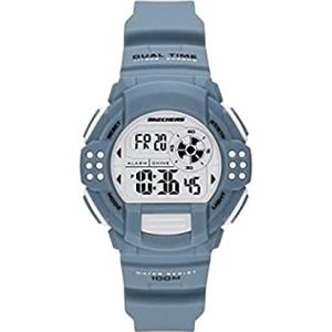 Skechers Horloge voor dames, Digitaal uurwerk met siliconen, polyurethaan, lederen of roestvrij stalen band,Lichtblauw en wit,42MM
