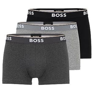 BOSS Klassieke katoenen boxershorts van 3 stuks voor heren, Grijs/Houtskool/Zwart, S