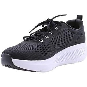 Skechers Go Run Elevate Poreuze sneakers voor heren, Zwarte Textiel Zwarte Synthetische Witte Trim, 45 EU