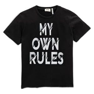 Koton Boys Slogan Bedrukt T-shirt met korte mouwen, katoen, zwart (999), 7-8 Jaar