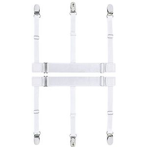 Kedofe Mannen Shirt Blijft Verstelbare Elastische Shirt Kousenband Shirts Houder Met Antislip Vergrendeling Klemmen Voor Politie Militaire, C-wit, Lager