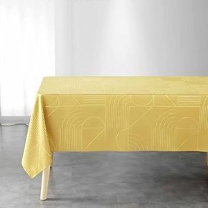 douceur d'intérieur, Tafelkleed, rechthoekig, 150 x 240 cm, geel/goud, polyester, bedrukt metallic, lineor