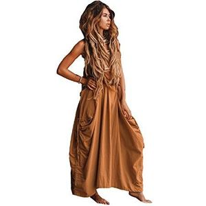Thaluta Women's Maxi Boho Skirt with Pockets Bohemian Organic Cotton Hippie Gypsy (Copper)