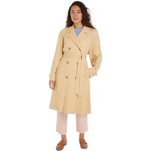 Tommy Hilfiger Tencel Blend Fluid Trench geweven jassen voor dames, Oogst tarwe, 38 EU