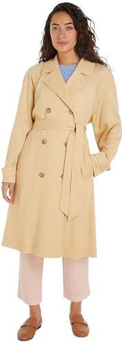 TOMMY HILFIGER - Trenchcoat - Beige - Lange Mouwen - Tencel/Lyocell