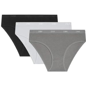 Dim Damesslip, katoen, stretch, 5 stuks, Zwart/Wit/Grijs, XL