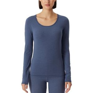 Schiesser Damesshirt met lange mouwen, onderhemd - persoonlijke pasvorm, Jeansblauw 155414, 3XL