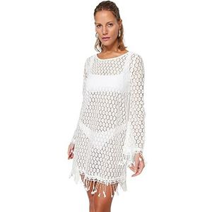 Trendyol Vrouwen Bodycon Getailleerde Gebreide Jurk, Ecru, S, Ecru, S