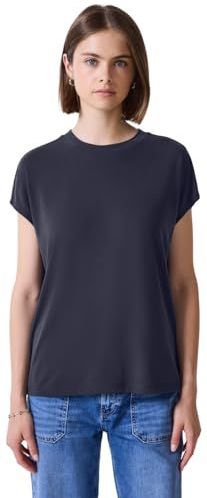 Street One Studio Basic Silk-look shirt voor dames, Dark Void Blue, 38