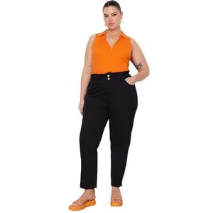 Trendyol Vrouwen Plus Size Hoge Taille Rechte Been Plus Size Jeans, Zwart, 72 NL