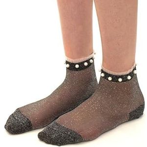 Yuko B. - Elegante voile sokken voor dames - Ultra duurzaam en comfortabel - Stella zwart zilver - machinewasbaar - ideaal voor sneakers, hoge hakken - cadeau-idee voor dames, Zwart, 36-41 EU