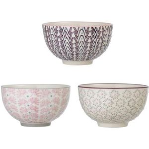 Bloomingville Bord Maya, roze groen paars, keramiek, set van 3