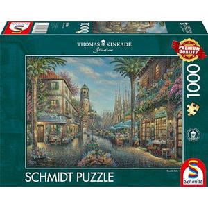 Schmidt Spiele 58780 Thomas Kinkade, Spaans straatcafé, 1000 stukjes puzzel, kleurrijk
