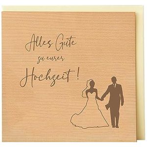 Originele houten wenskaart - wenskaart bruiloft - 100% Made in Austria, unieke houten bruiloftskaart uitnodiging voor felicitaties bruiloft kaart