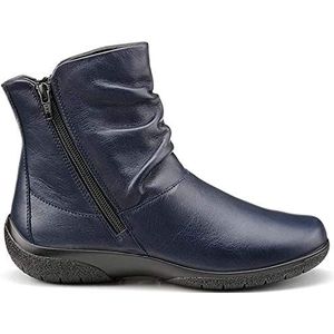 Hotter Whisper klassieke halfhoge enkellaars voor dames, met dubbele zijritsen in leer en suède standaard D-pasvorm, Blauw Navy 30, 38.5 EU