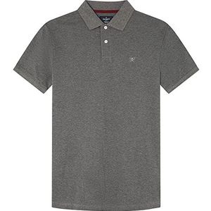 Hackett London Stripe Placket Polo Shirt voor heren, antraciet, 3XL