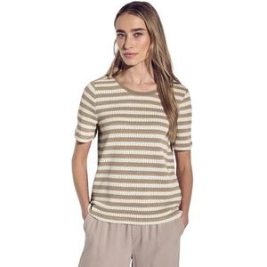 STREET ONE Gebreide look gestreept shirt, Safari beige, 44