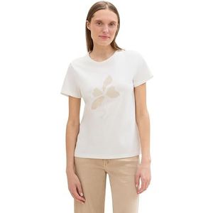 TOM TAILOR Basic T-shirt voor dames met fotoprint, 10315 - Whisper White, XXL