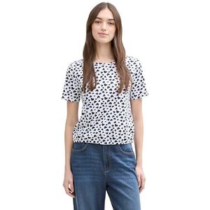 TOM TAILOR Denim T-shirt voor dames, 38181 - White Blue Heart Print, XL