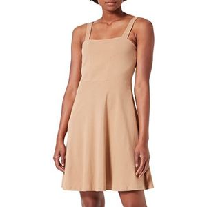 PIECES Dames PCANG Square Neck SL Dress BC mini-jurk, tannin, L
